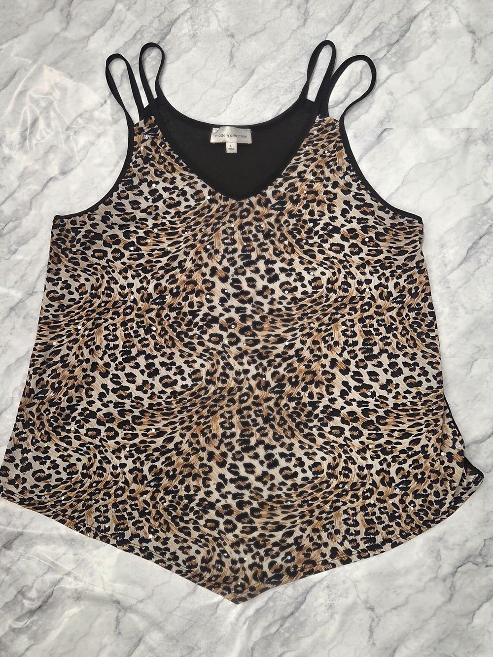 Modern Attraction Leopard Print Cami Tank L Y2K Bratz Mob Wife Double Strap